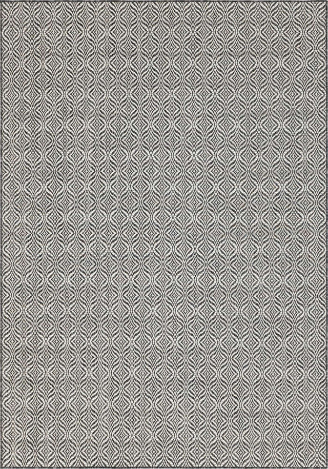 Charcoal 7' 1 x 10' Outdoor Trellis Rectangle Area Rug Weather Resistant for Patio, Deck, Terrace, Balcony, Porch Geometric Design Water Safe Outside Carpet for Sale at Rug Engine