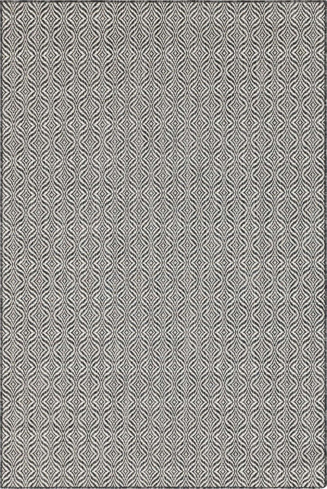 Charcoal 6' 1 x 9' Outdoor Trellis Rectangle Area Rug Weather Resistant for Patio, Deck, Terrace, Balcony, Porch Geometric Design Water Safe Outside Carpet for Sale at Rug Engine