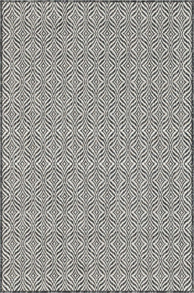 Charcoal 4' 1 x 6' 1 Outdoor Trellis Rectangle Area Rug Weather Resistant for Patio, Deck, Terrace, Balcony, Porch Geometric Design Water Safe Outside Carpet for Sale at Rug Engine