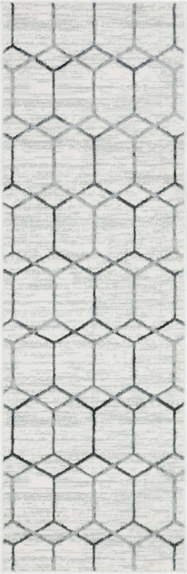 White 2' x 6' 1 Matrix Trellis Runner Area Rug 100% Polyester Geometric Pattern Modern Carpet for Living, Dining, Bedroom, Office for Sale at Rug Engine