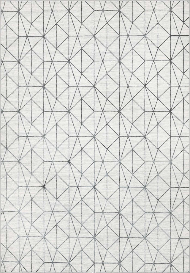 White 9' 10 x 14' 1 Matrix Trellis Rectangle Area Rug 100% Polyester Geometric Pattern Modern Carpet for Living, Dining, Bedroom, Office for Sale at Rug Engine