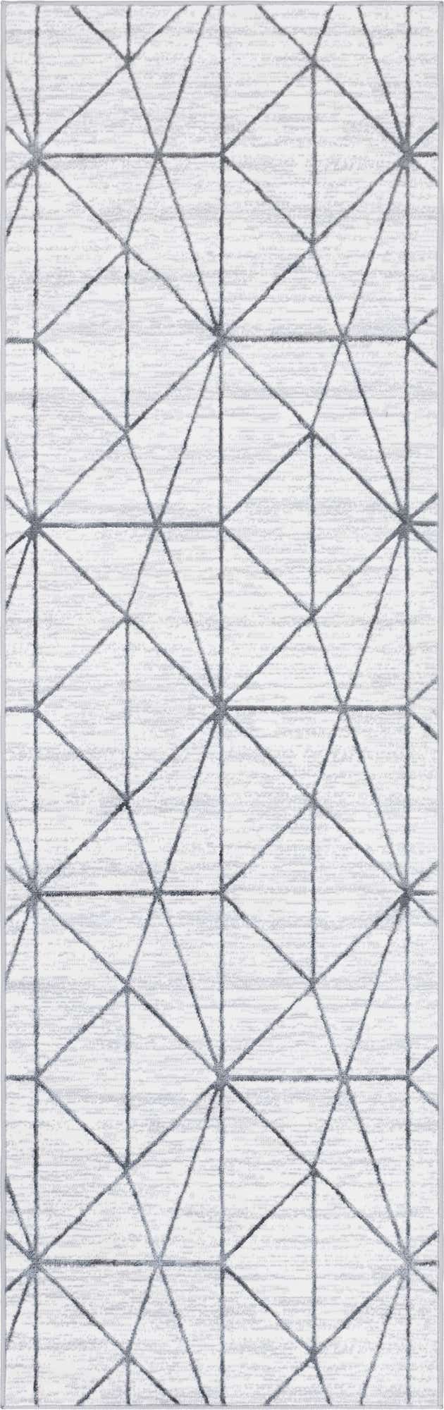 White 3' x 10' Matrix Trellis Runner Area Rug 100% Polyester Geometric Pattern Modern Carpet for Living, Dining, Bedroom, Office for Sale at Rug Engine