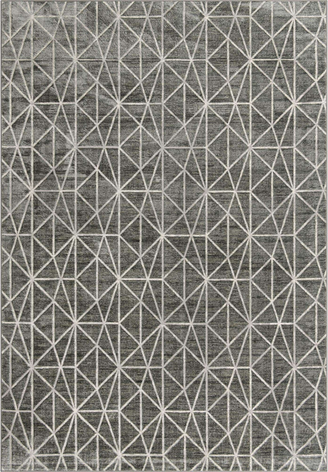 Gray 9' 10 x 14' 1 Matrix Trellis Rectangle Area Rug 100% Polyester Geometric Pattern Modern Carpet for Living, Dining, Bedroom, Office for Sale at Rug Engine