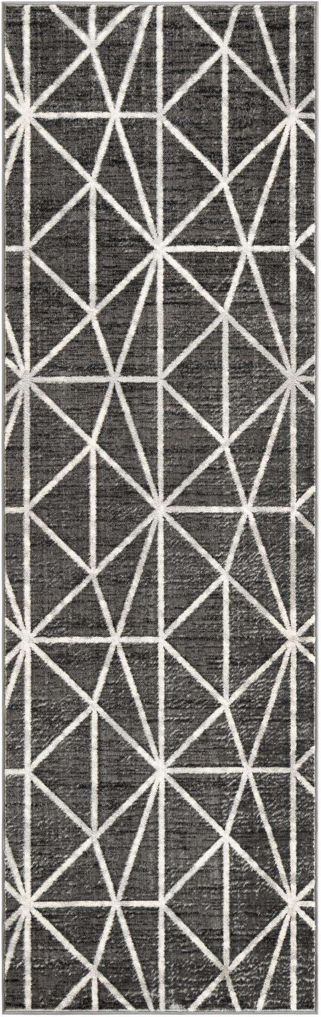 Gray 3' x 10' Matrix Trellis Runner Area Rug 100% Polyester Geometric Pattern Modern Carpet for Living, Dining, Bedroom, Office for Sale at Rug Engine
