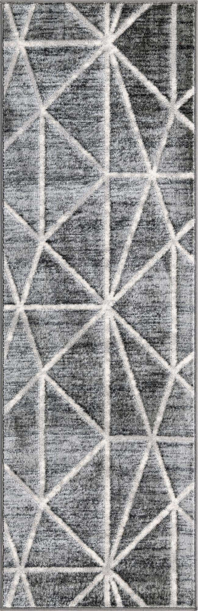 Gray 2' x 6' 1 Matrix Trellis Runner Area Rug 100% Polyester Geometric Pattern Modern Carpet for Living, Dining, Bedroom, Office for Sale at Rug Engine