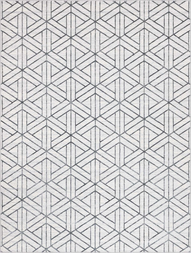 White 9' x 12' 2 Matrix Trellis Rectangle Area Rug 100% Polyester Geometric Pattern Modern Carpet for Living, Dining, Bedroom, Office for Sale at Rug Engine