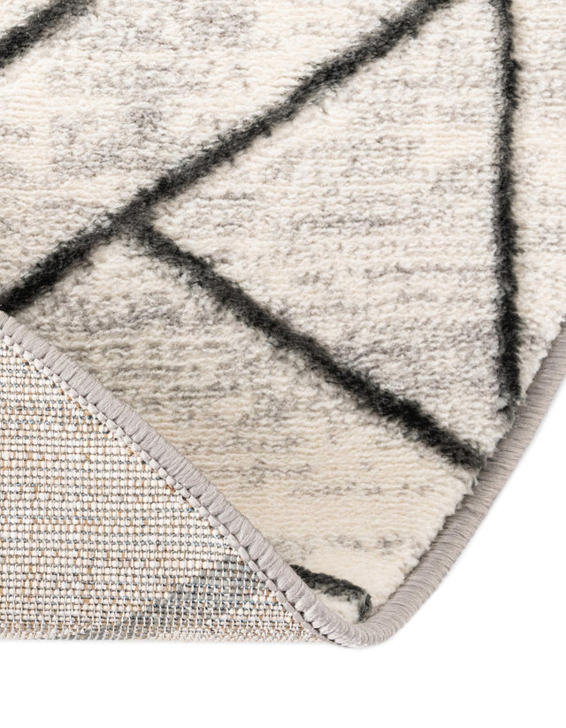 White 8' x 8' Matrix Trellis Round Area Rug 100% Polyester Geometric Pattern Modern Carpet for Living, Dining, Bedroom, Office for Sale at Rug Engine
