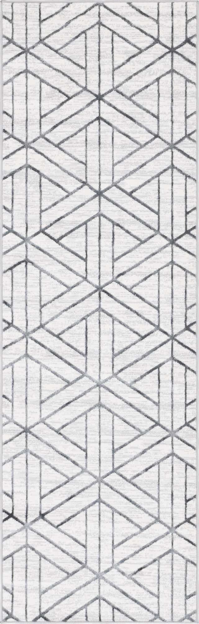White 3' x 10' Matrix Trellis Runner Area Rug 100% Polyester Geometric Pattern Modern Carpet for Living, Dining, Bedroom, Office for Sale at Rug Engine