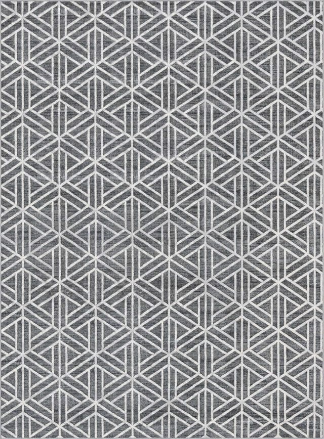 Gray 9' 10 x 14' 1 Matrix Trellis Rectangle Area Rug 100% Polyester Geometric Pattern Modern Carpet for Living, Dining, Bedroom, Office for Sale at Rug Engine