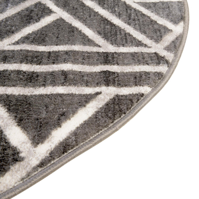 Gray 7' x 7' Matrix Trellis Round Area Rug 100% Polyester Geometric Pattern Modern Carpet for Living, Dining, Bedroom, Office for Sale at Rug Engine