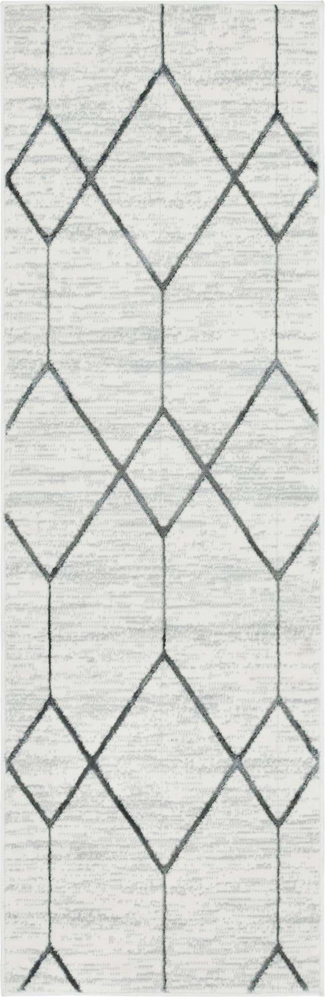 White 2' x 6' 1 Matrix Trellis Runner Area Rug 100% Polyester Geometric Pattern Modern Carpet for Living, Dining, Bedroom, Office for Sale at Rug Engine