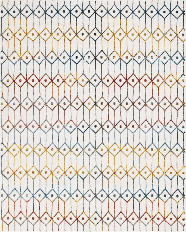 Multicolor 8' x 10' Matrix Trellis Rectangle Area Rug 100% Polyester Geometric Pattern Modern Carpet for Living, Dining, Bedroom, Office for Sale at Rug Engine