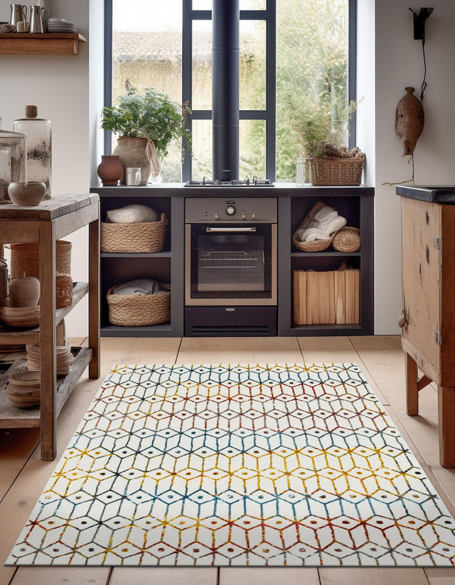 Multicolor 9' x 12' 2 Matrix Trellis Rectangle Area Rug 100% Polyester Geometric Pattern Modern Carpet for Living, Dining, Bedroom, Office for Sale at Rug Engine