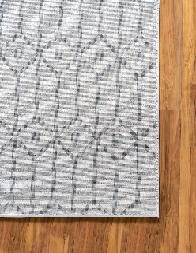 White 9' 10 x 14' 1 Matrix Trellis Rectangle Area Rug 100% Polyester Geometric Pattern Modern Carpet for Living, Dining, Bedroom, Office for Sale at Rug Engine