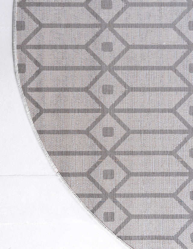 White 8' x 8' Matrix Trellis Round Area Rug 100% Polyester Geometric Pattern Modern Carpet for Living, Dining, Bedroom, Office for Sale at Rug Engine