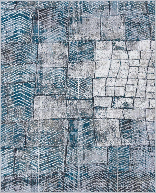 Gray Blue 7' 10 x 10' Valencia Rectangle Area Rug Modern Abstract Durable Carpet for Living Room, Dining, Office, Bedrooms, Dorm Rooms for Sale at Rug Engine