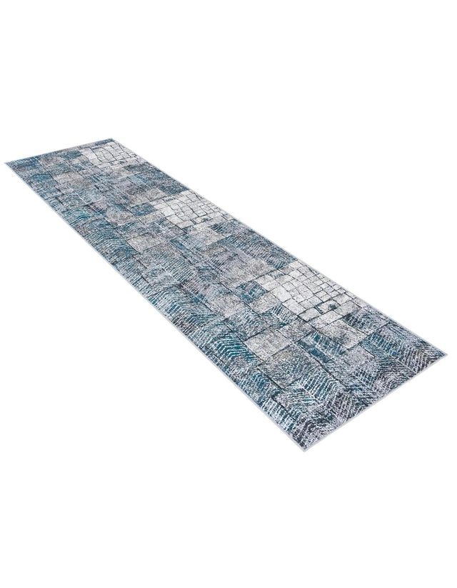 Gray Blue 2' 7 x 10' Valencia Runner Area Rug Modern Abstract Durable Carpet for Living Room, Dining, Office, Bedrooms, Dorm Rooms for Sale at Rug Engine