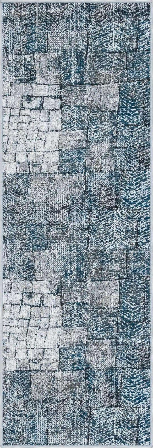 Gray Blue 2' x 6' 1 Valencia Runner Area Rug Modern Abstract Durable Carpet for Living Room, Dining, Office, Bedrooms, Dorm Rooms for Sale at Rug Engine