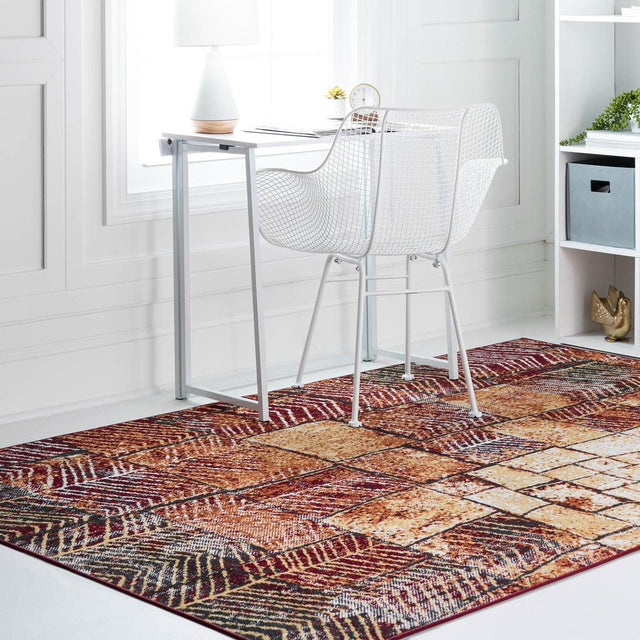 Rust Red 4' 1 x 6' 1 Valencia Rectangle Area Rug Modern Abstract Durable Carpet for Living Room, Dining, Office, Bedrooms, Dorm Rooms for Sale at Rug Engine
