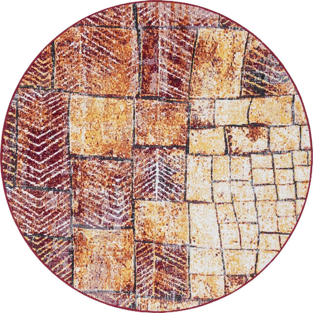 Rust Red 5' 3 x 5' 3 Valencia Round Area Rug Modern Abstract Durable Carpet for Living Room, Dining, Office, Bedrooms, Dorm Rooms for Sale at Rug Engine