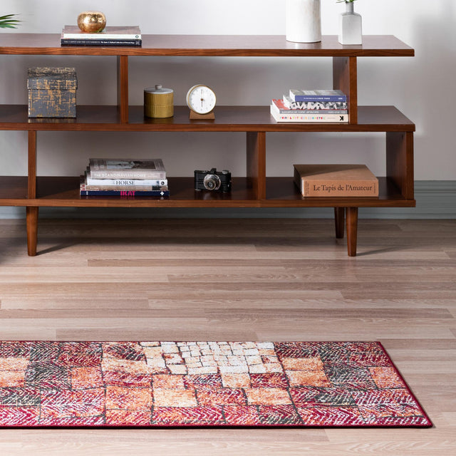 Rust Red 2' 7 x 10' Valencia Runner Area Rug Modern Abstract Durable Carpet for Living Room, Dining, Office, Bedrooms, Dorm Rooms for Sale at Rug Engine