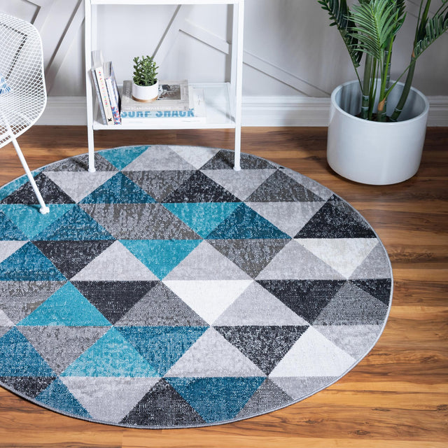 Gray 5' 3 x 5' 3 Valencia Round Area Rug Modern Abstract Durable Carpet for Living Room, Dining, Office, Bedrooms, Dorm Rooms for Sale at Rug Engine