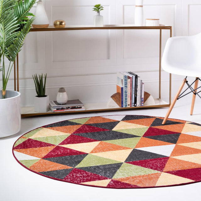 Multicolor 5' 3 x 5' 3 Valencia Round Area Rug Modern Abstract Durable Carpet for Living Room, Dining, Office, Bedrooms, Dorm Rooms for Sale at Rug Engine