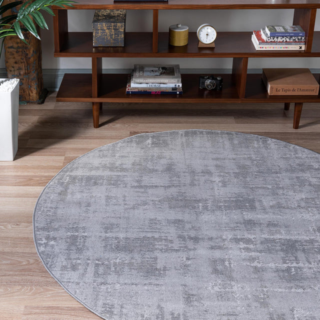 Gray 5' 3 x 5' 3 Valencia Round Area Rug Modern Abstract Durable Carpet for Living Room, Dining, Office, Bedrooms, Dorm Rooms for Sale at Rug Engine