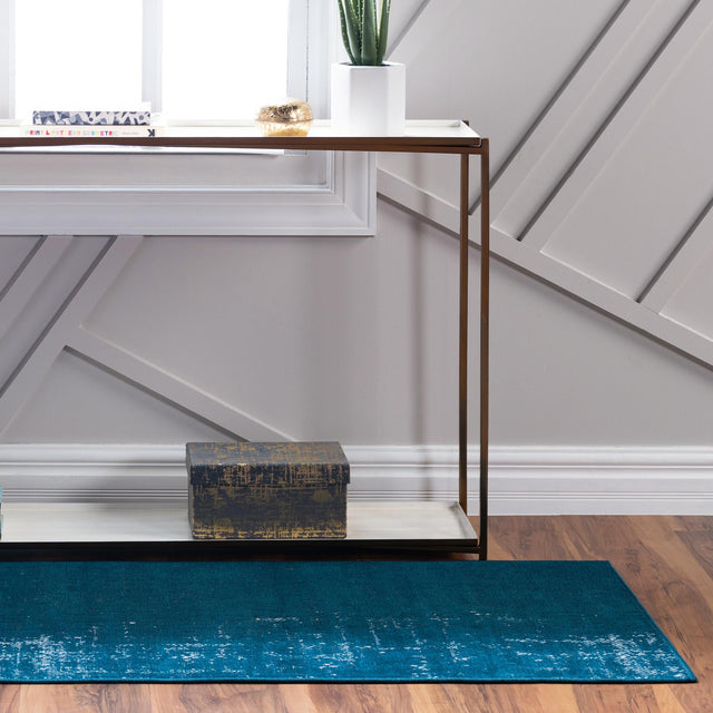 Blue 2' 7 x 10' Valencia Runner Area Rug Modern Abstract Durable Carpet for Living Room, Dining, Office, Bedrooms, Dorm Rooms for Sale at Rug Engine