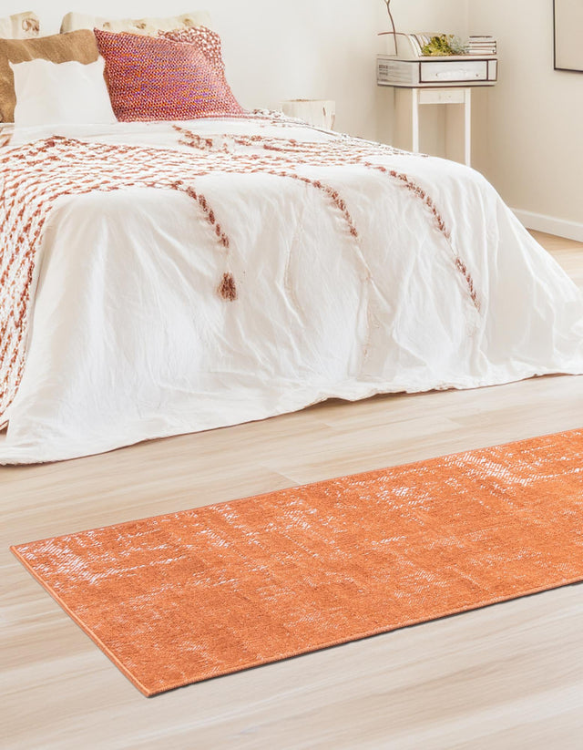 Orange 2' 7 x 10' Valencia Runner Area Rug Modern Abstract Durable Carpet for Living Room, Dining, Office, Bedrooms, Dorm Rooms for Sale at Rug Engine