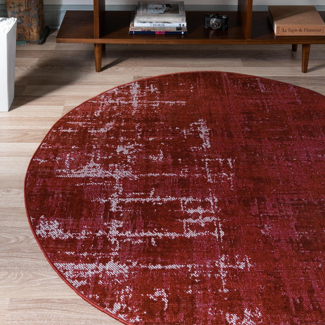 Red 5' 3 x 5' 3 Valencia Round Area Rug Modern Abstract Durable Carpet for Living Room, Dining, Office, Bedrooms, Dorm Rooms for Sale at Rug Engine
