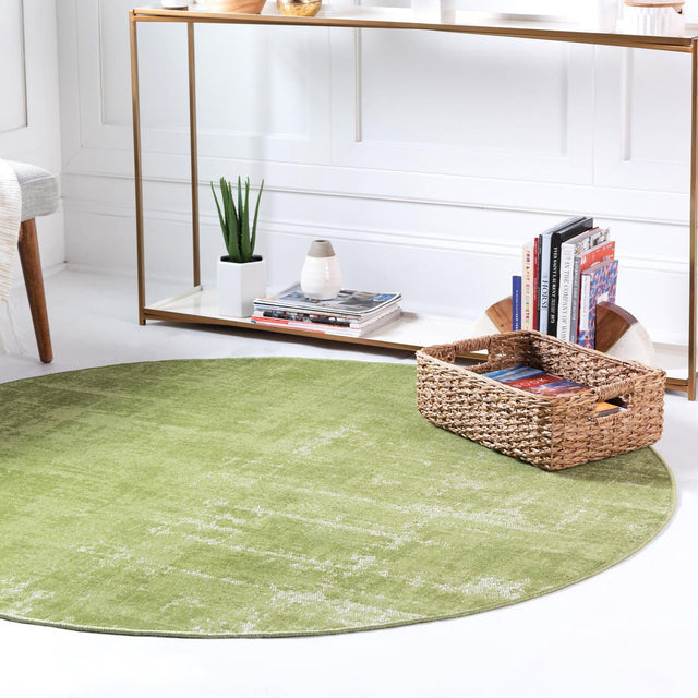 Green 6' 1 x 6' 1 Valencia Round Area Rug Modern Abstract Durable Carpet for Living Room, Dining, Office, Bedrooms, Dorm Rooms for Sale at Rug Engine