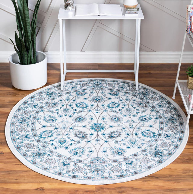 Ivory 7' 10 x 7' 10 Aarhus Round Area Rug 100% Polypropylene With Jute Foundation Living Room Bedroom Carpet for Sale at Rug Engine