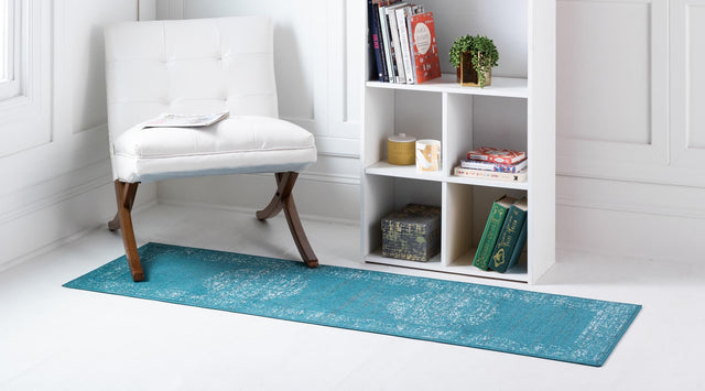 Blue 2' 7 x 10' Aarhus Runner Area Rug 100% Polypropylene With Jute Foundation Living Room Bedroom Carpet for Sale at Rug Engine
