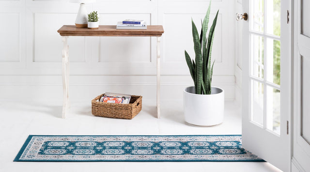 Blue 2' x 6' 1 Aarhus Runner Area Rug 100% Polypropylene With Jute Foundation Living Room Bedroom Carpet for Sale at Rug Engine