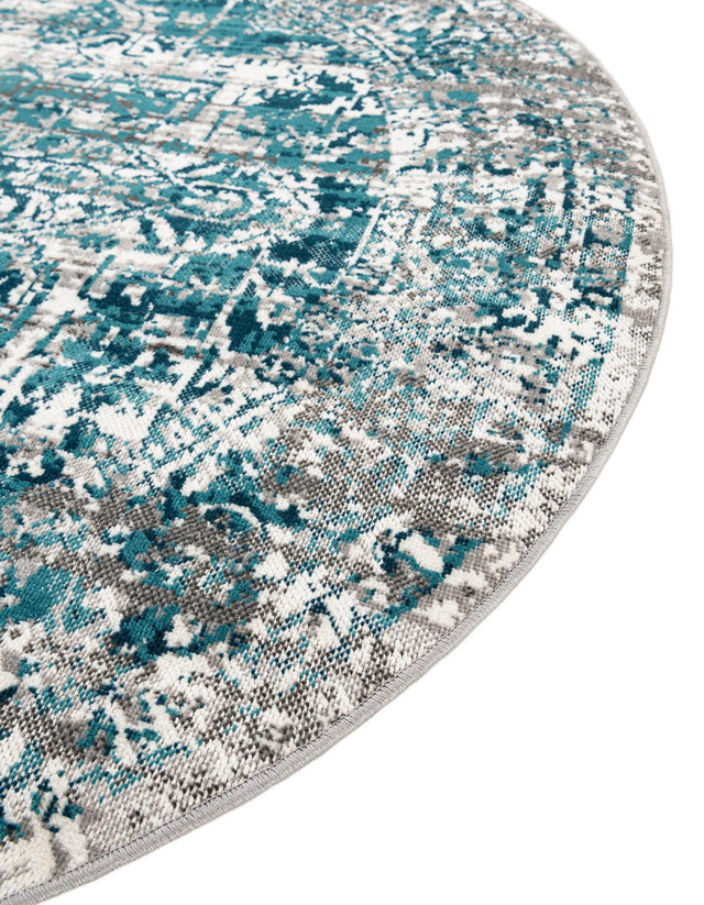 Blue 7' 10 x 7' 10 Aarhus Round Area Rug 100% Polypropylene With Jute Foundation Living Room Bedroom Carpet for Sale at Rug Engine