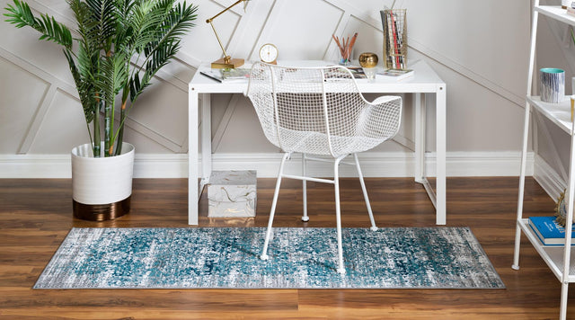 Blue 2' 7 x 10' Aarhus Runner Area Rug 100% Polypropylene With Jute Foundation Living Room Bedroom Carpet for Sale at Rug Engine