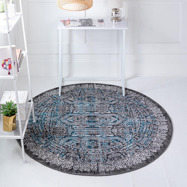 Gray 5' 1 x 5' 1 Aarhus Round Area Rug 100% Polypropylene With Jute Foundation Living Room Bedroom Carpet for Sale at Rug Engine