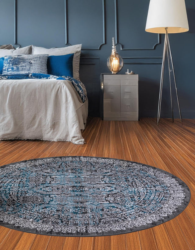 Gray 5' 1 x 5' 1 Aarhus Round Area Rug 100% Polypropylene With Jute Foundation Living Room Bedroom Carpet for Sale at Rug Engine
