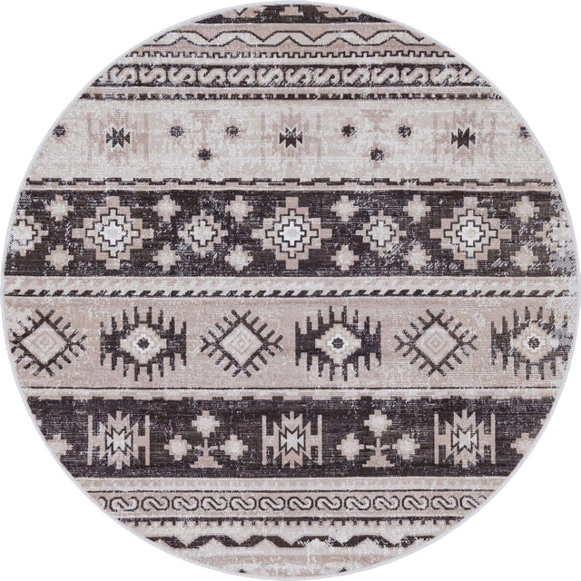 Beige 5' 3 x 5' 3 Lucerne Round Area Rug 100% Polypropylene Traditional Classic Easy Clean Carpet for Kitchens, Living Rooms, Bedroom, Office for Sale at Rug Engine
