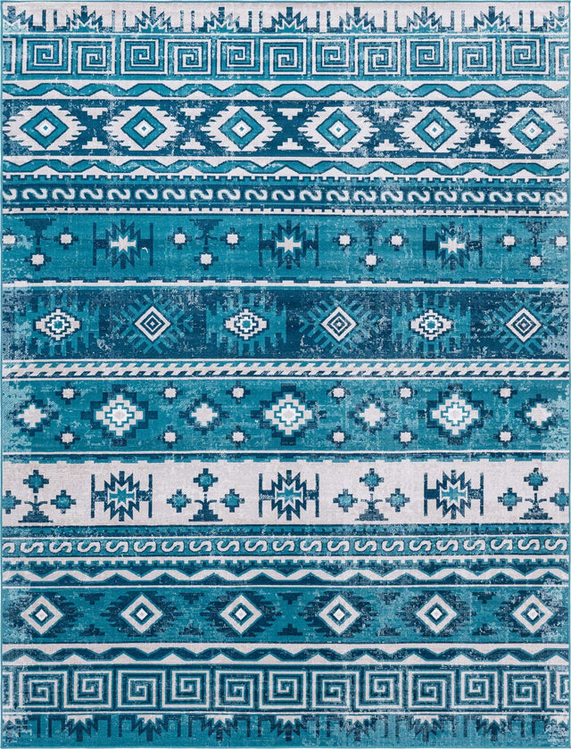 Blue 9' x 12' Lucerne Rectangle Area Rug 100% Polypropylene Traditional Classic Easy Clean Carpet for Kitchens, Living Rooms, Bedroom, Office for Sale at Rug Engine