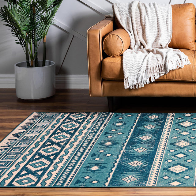 Blue 7' 10 x 10' Lucerne Rectangle Area Rug 100% Polypropylene Traditional Classic Easy Clean Carpet for Kitchens, Living Rooms, Bedroom, Office for Sale at Rug Engine