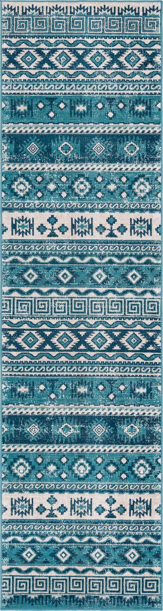 Blue 2' 7 x 10' Lucerne Runner Area Rug 100% Polypropylene Traditional Classic Easy Clean Carpet for Kitchens, Living Rooms, Bedroom, Office for Sale at Rug Engine