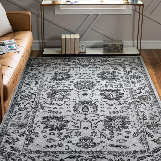 Light Gray 9' x 12' Lucerne Rectangle Area Rug 100% Polypropylene Traditional Classic Easy Clean Carpet for Kitchens, Living Rooms, Bedroom, Office for Sale at Rug Engine