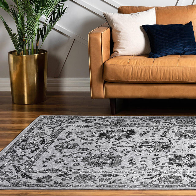 Light Gray 5' 3 x 8' Lucerne Rectangle Area Rug 100% Polypropylene Traditional Classic Easy Clean Carpet for Kitchens, Living Rooms, Bedroom, Office for Sale at Rug Engine
