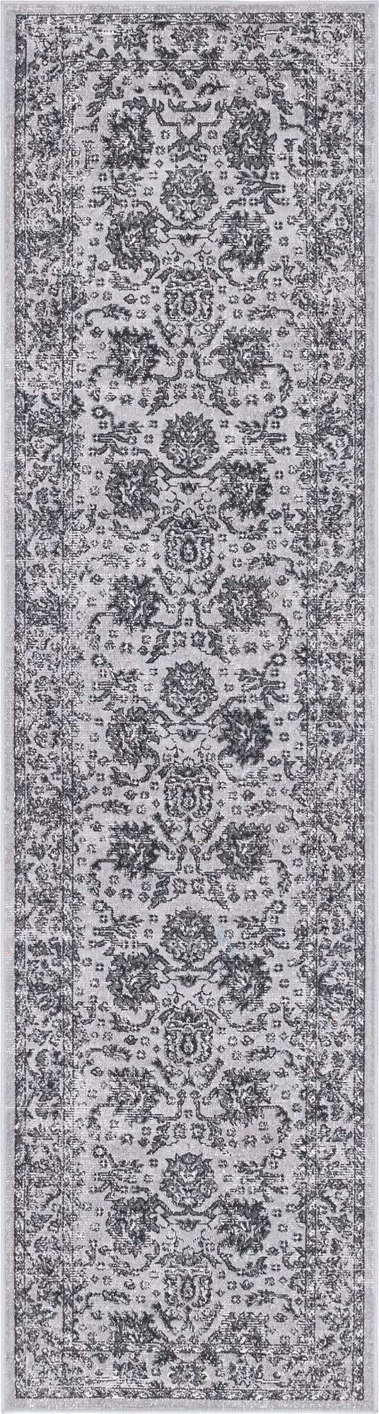 Light Gray 2' 7 x 10' Lucerne Runner Area Rug 100% Polypropylene Traditional Classic Easy Clean Carpet for Kitchens, Living Rooms, Bedroom, Office for Sale at Rug Engine