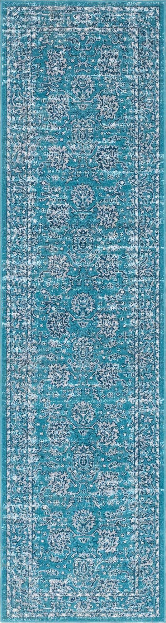 Blue 2' 7 x 10' Lucerne Runner Area Rug 100% Polypropylene Traditional Classic Easy Clean Carpet for Kitchens, Living Rooms, Bedroom, Office for Sale at Rug Engine