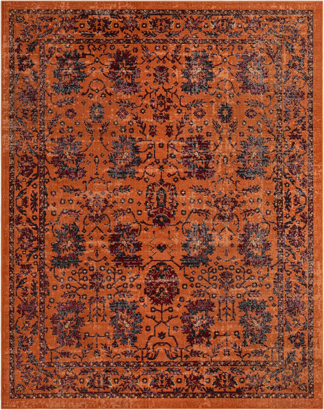Orange 7' 10 x 10' Lucerne Rectangle Area Rug 100% Polypropylene Traditional Classic Easy Clean Carpet for Kitchens, Living Rooms, Bedroom, Office for Sale at Rug Engine