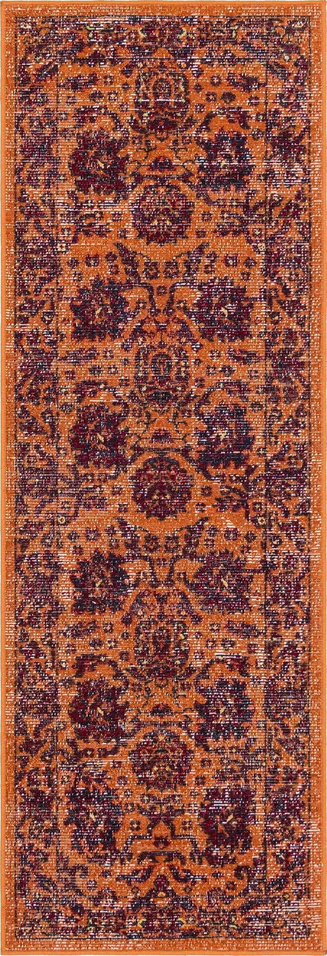Orange 2' x 6' 1 Lucerne Runner Area Rug 100% Polypropylene Traditional Classic Easy Clean Carpet for Kitchens, Living Rooms, Bedroom, Office for Sale at Rug Engine