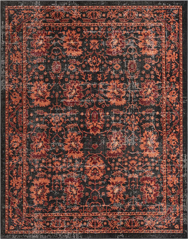 Black 7' 10 x 10' Lucerne Rectangle Area Rug 100% Polypropylene Traditional Classic Easy Clean Carpet for Kitchens, Living Rooms, Bedroom, Office for Sale at Rug Engine